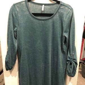 Cotton dress with roll sleeves